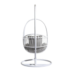 Olivia Single Seater Hanging Swing With Stand For Balcony , Garden (White)