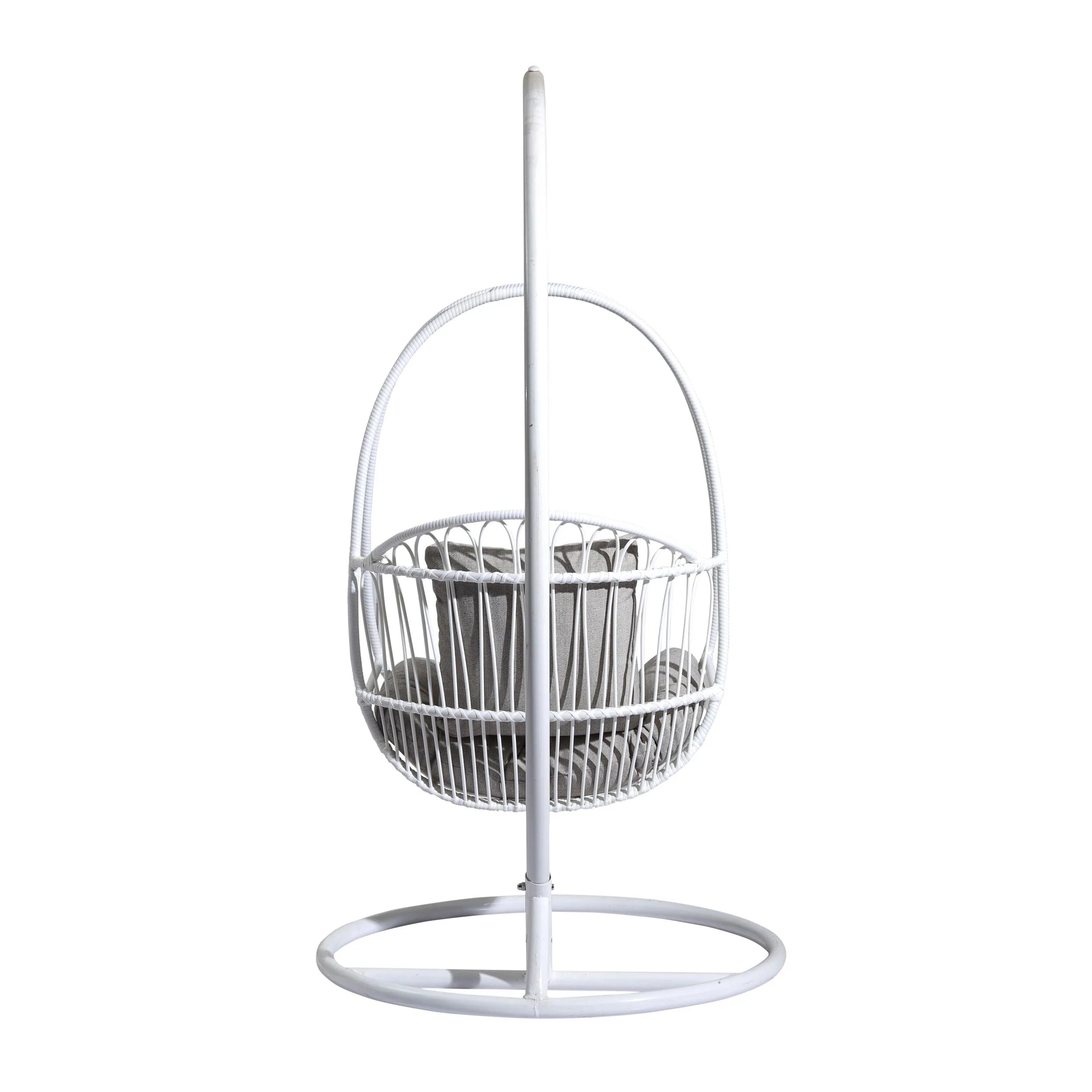 Olivia Single Seater Hanging Swing With Stand For Balcony , Garden (White)