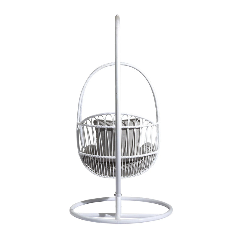 Olivia Single Seater Hanging Swing With Stand For Balcony , Garden (White)