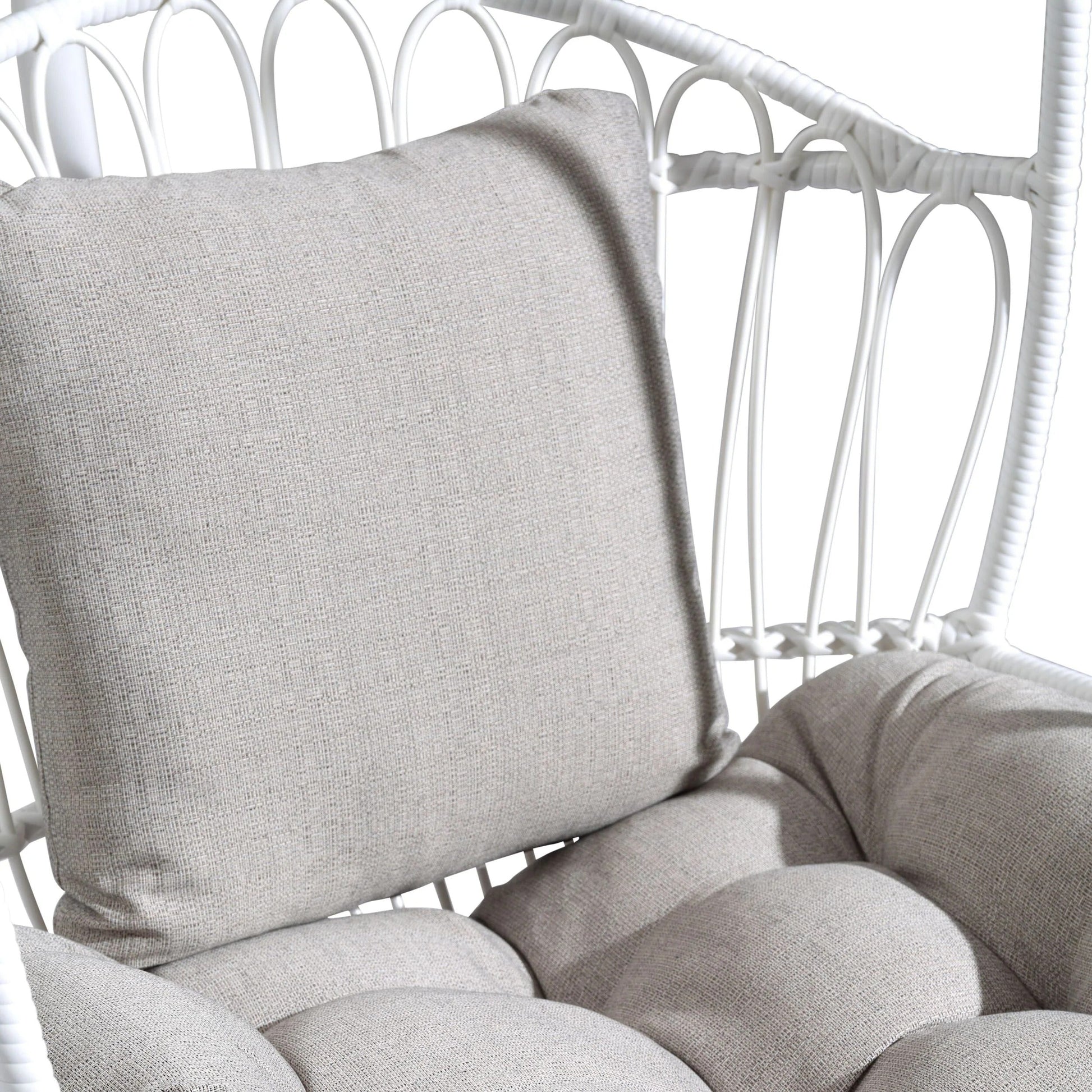 Olivia Single Seater Hanging Swing With Stand For Balcony , Garden (White)
