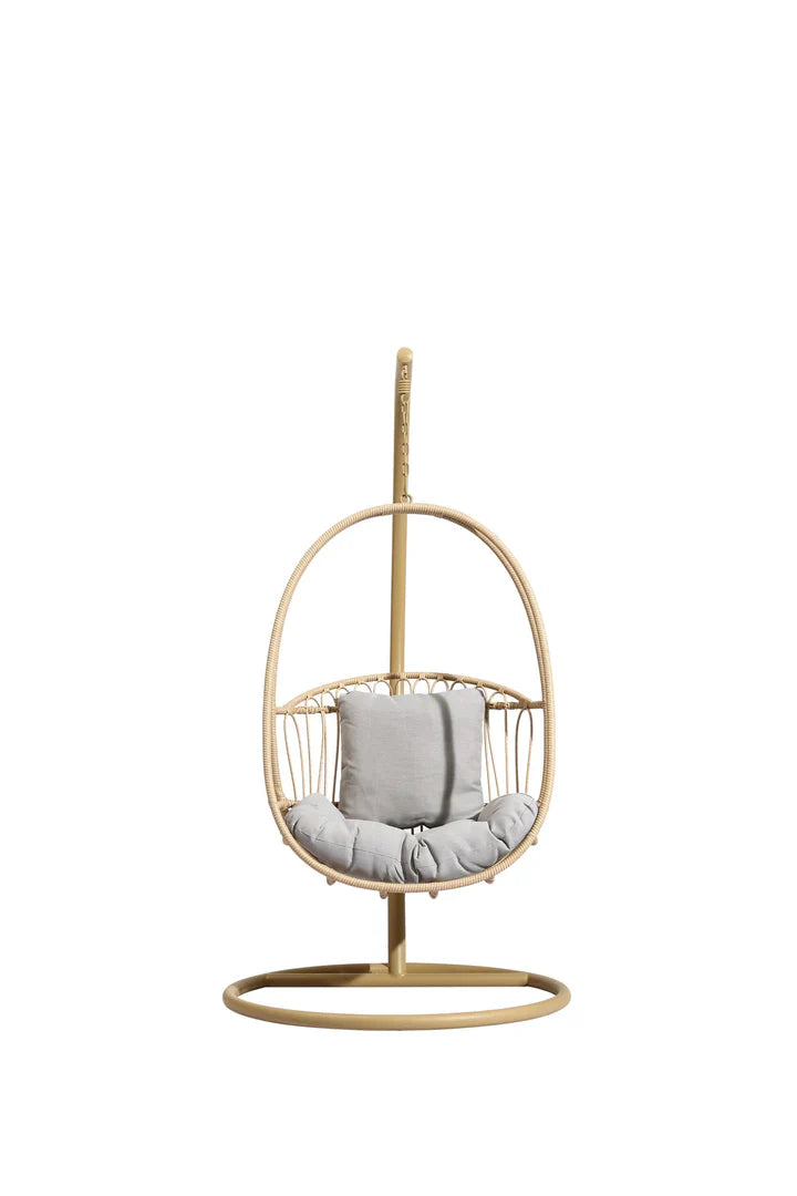 Felice Single Seater Hanging Swing With Stand For Balcony , Garden (Honey)