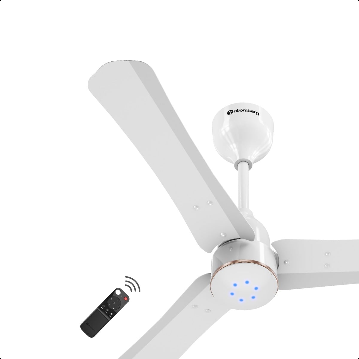 atomberg Renesa Halo Smart 900mm BLDC Ceiling Fan with IoT & Remote | 35W | 180 CMM Air Delivery | Advance Air+ Technology | LED Speed Indicator | Low Noise | 3 Year Warranty (White and Rose Gold)