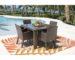 Napolitano Outdoor Patio Dining Set 4 Chairs and 1 Table (Brown)