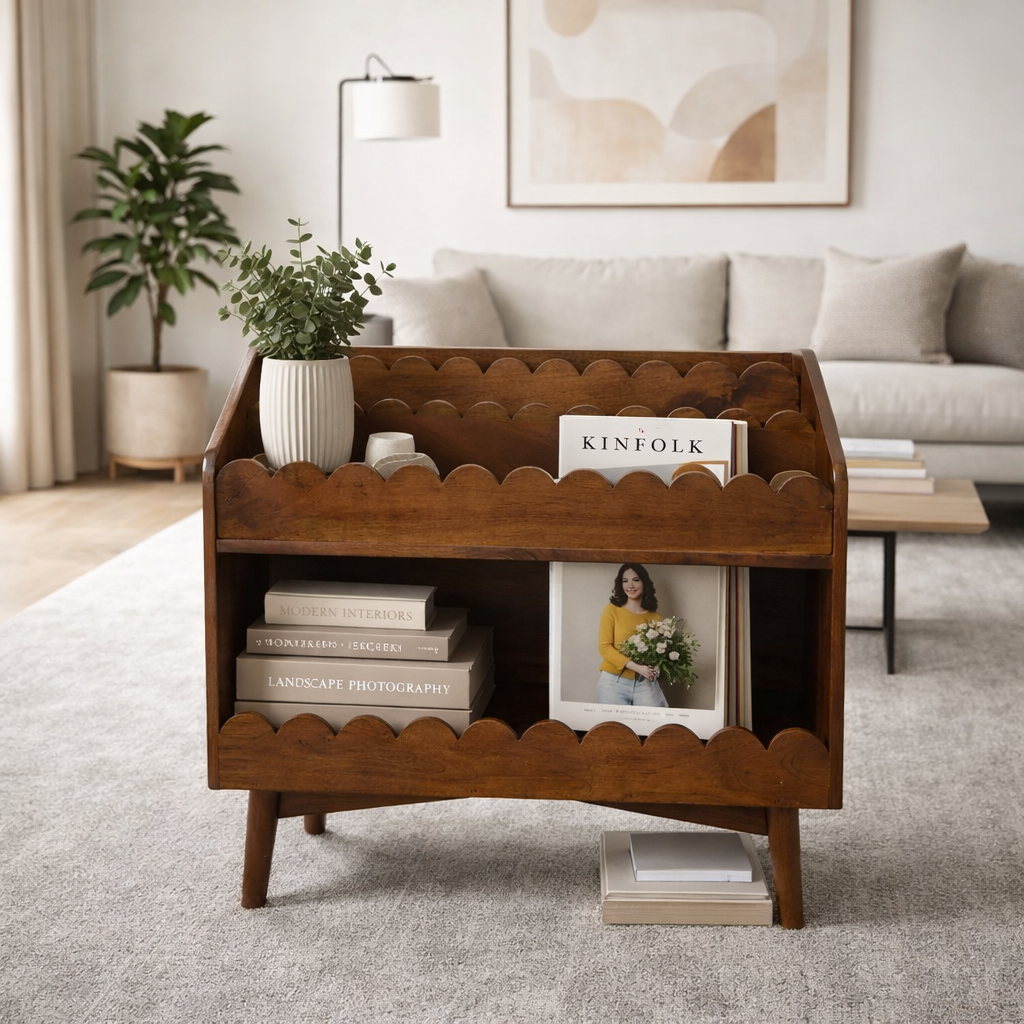 Indiana Scalloped Edge Solid Wood Bookrack