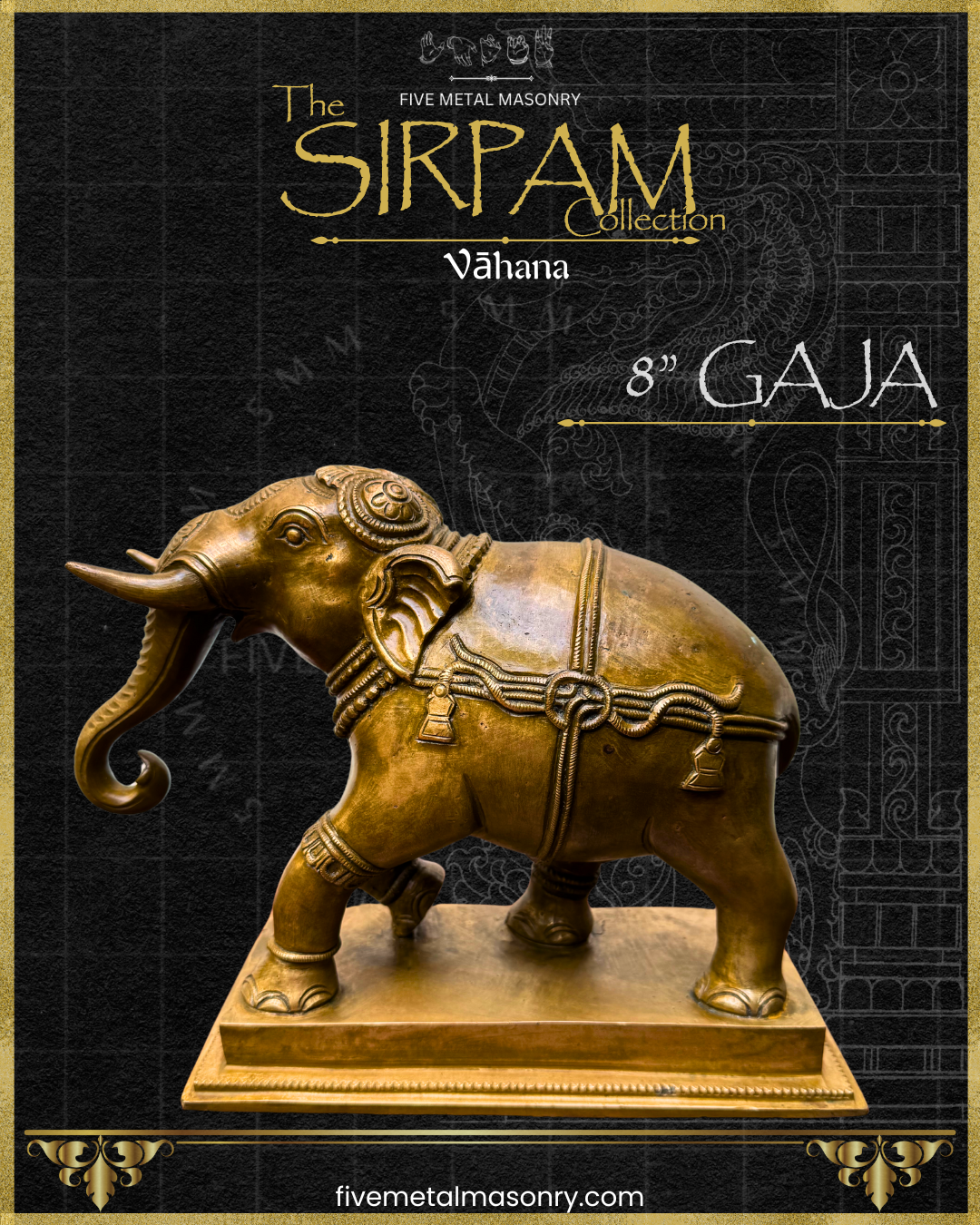 Gaja:Elephant Panchaloha Bronze Icon - 8" - Sirpam Collection