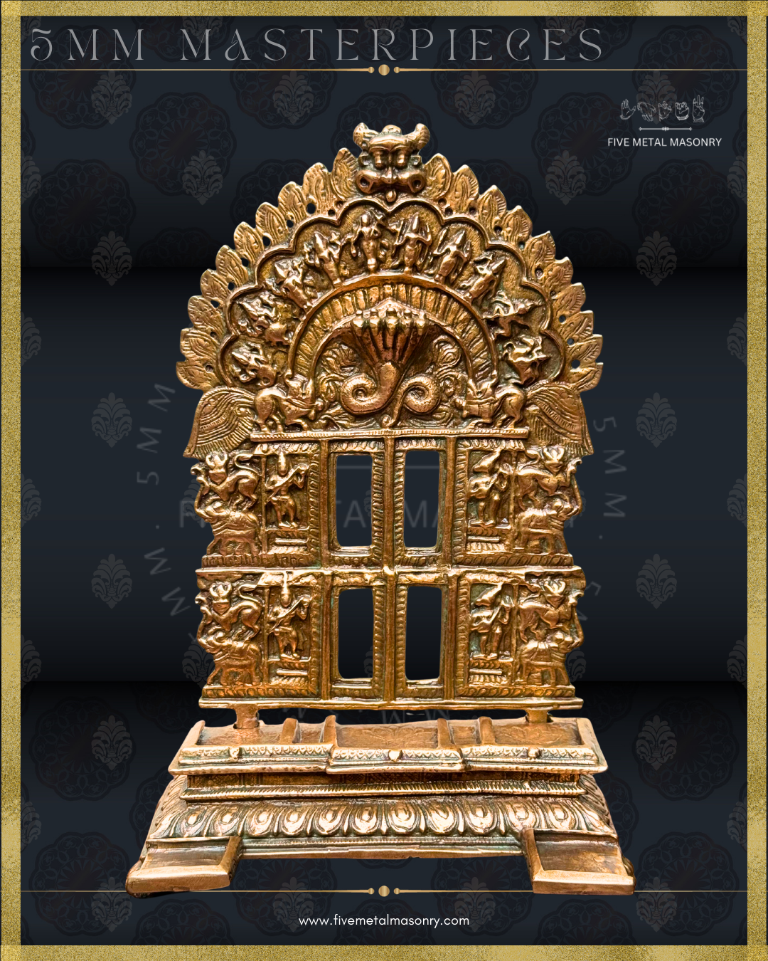 Vishnu Panchaloha Bronze Icon Set - 9" with arch-  Masterpieces Collection
