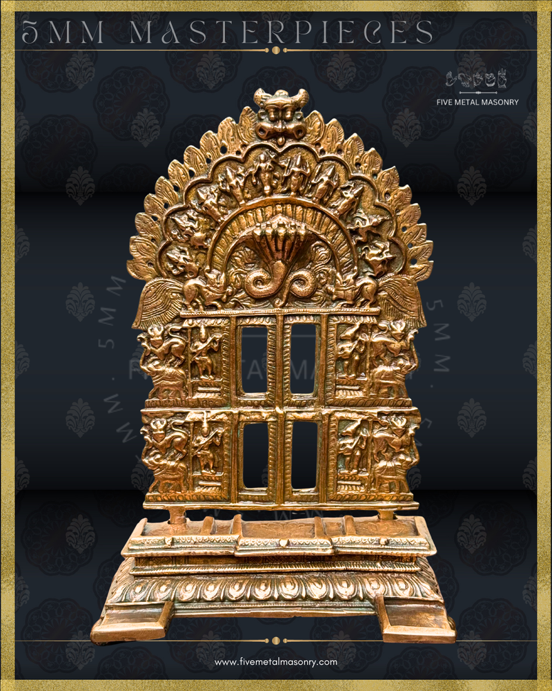 Vishnu Panchaloha Bronze Icon Set - 9" with arch-  Masterpieces Collection
