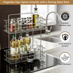 Plantex Wall Mounted Kitchen Organizer Rack/2 Tier Spice Rack for Kitchen/Hanging Shelves/Spice Organizer Storage Stand -(Chrome, 2 Tier)-4