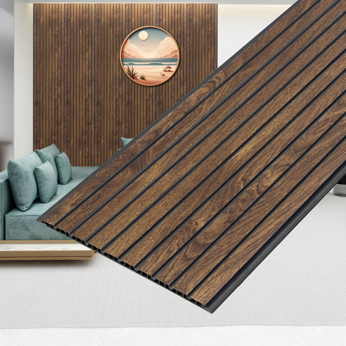 Plantex PVC Wall Panel/Louvers Panel for Wall/3d Wall Panel for Interior Wall Decor/Eco-Friendly Fluted Panel for Wall/- Pack of 7,Covers - 70 Sq. Ft (Walnut Brown-12 Inch x 10 Ft)