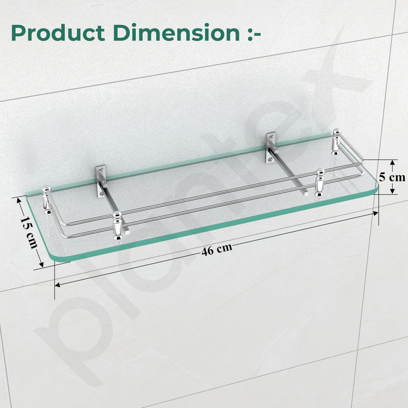 Plantex Premium Transparent Glass Shelf for Bathroom/Kitchen/Living Room - Bathroom Accessories (Polished, 18x6 Inches) - Pack of 2-2
