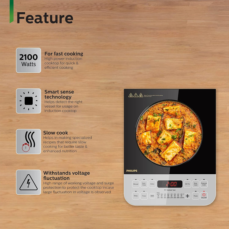 Philips Viva Collection HD4928/01 2100-Watt Induction Cooktop (Black) (Pack of 2)