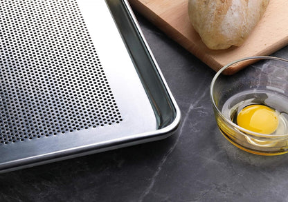 New Star Foodservice 36770 Commercial-Grade 18-Gauge Aluminum Sheet Pan/Bun Pan, Perforated, 18" L x 26" W x 1" H (Full Size)Ã‚ | Measure Oven (Recommended)