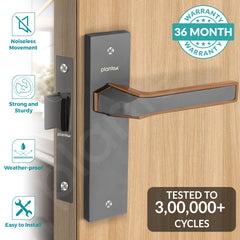 Plantex Heavy Duty Door Lock “ Bathroom Door Lock/Mortise 8inch Keyless Plate Handle Set for Home/Bathroom/Store Room/Balcony/Office with Baby Latch (8126, Grey & PVD Choco)-2