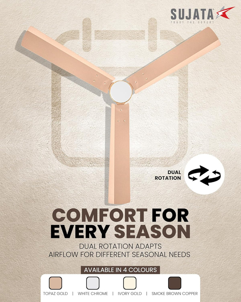 Sujata Slim Air Underlight BLDC 1200 mm Ceiling Fan with Remote (Topaz Gold)-5