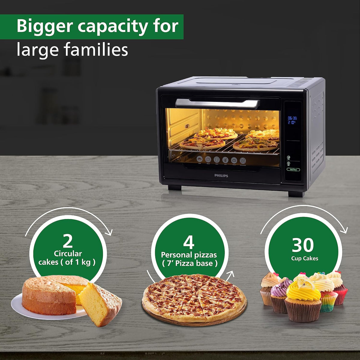 Philips HD6977/00 55 Litre Digital Oven Toaster Grill, 2000W, with Opti Temp Technology, Temperature control