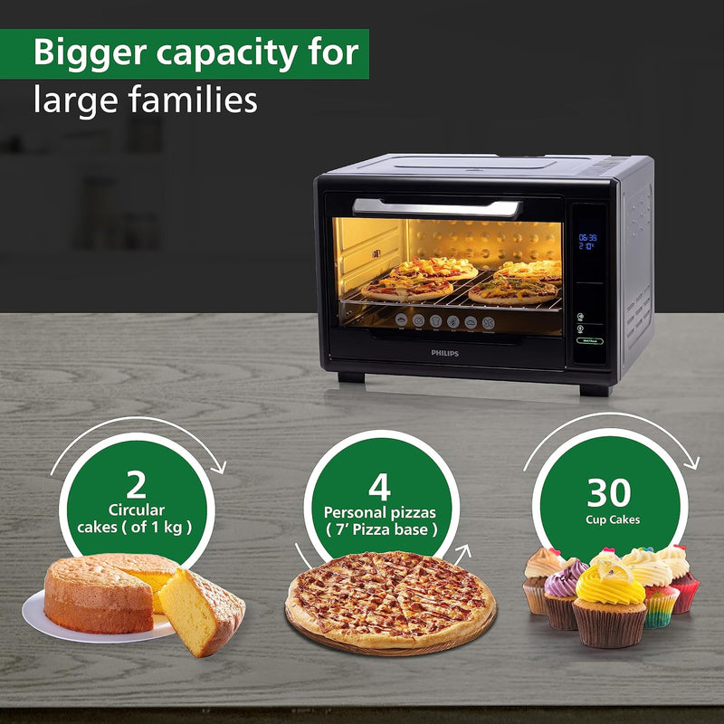Philips HD6977/00 55 Litre Digital Oven Toaster Grill, 2000W, with Opti Temp Technology, Temperature control