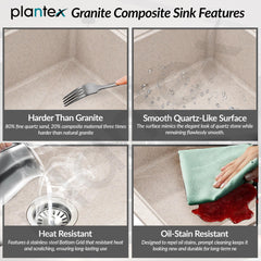 Plantex Quartz Acrylic Matt Kitchen Sink With 10 Years Warranty /Undermount Sink For Kitchen/Granite Single Bowl Kitchen Sinks With Coupling (Ultra Brun 32X20 Inches)-3