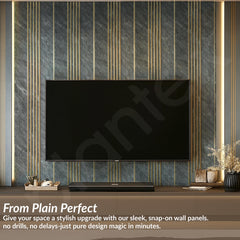Plantex 3D Charcoal Wall Panels/Pack of 3 Louvers (1x8 Ft Each) /Decorative Panels for Interior Walls/24 Sq. Ft Coverage(WD-2209-Textured Grey & Gold), 2.45 Meters, 0.3 m-5