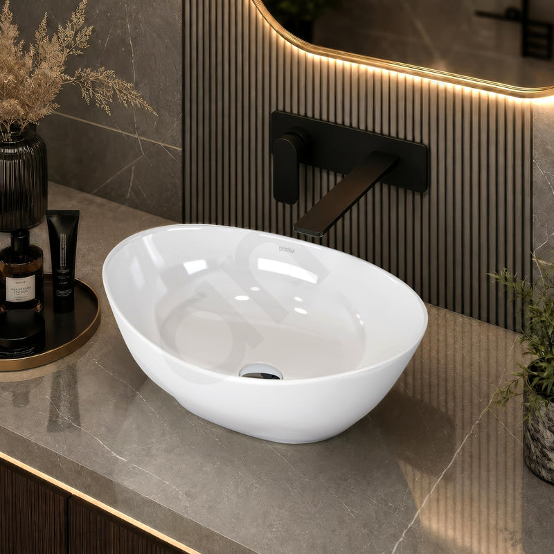 Plantex Ceramic Basin/Wash Basin for Bathroom/Tabletop Wash Basin/Bathroom Basin (Cadiz, White)-5