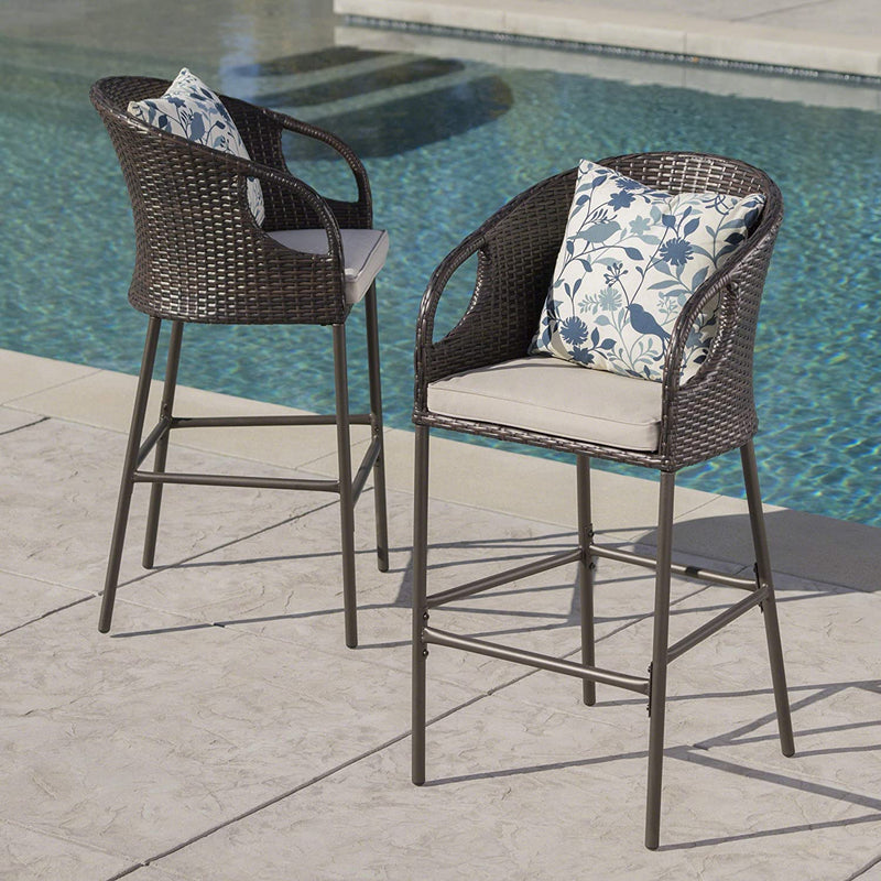 Udinesi Outdoor Patio Bar Chair 2 Chairs For Balcony (Brown)