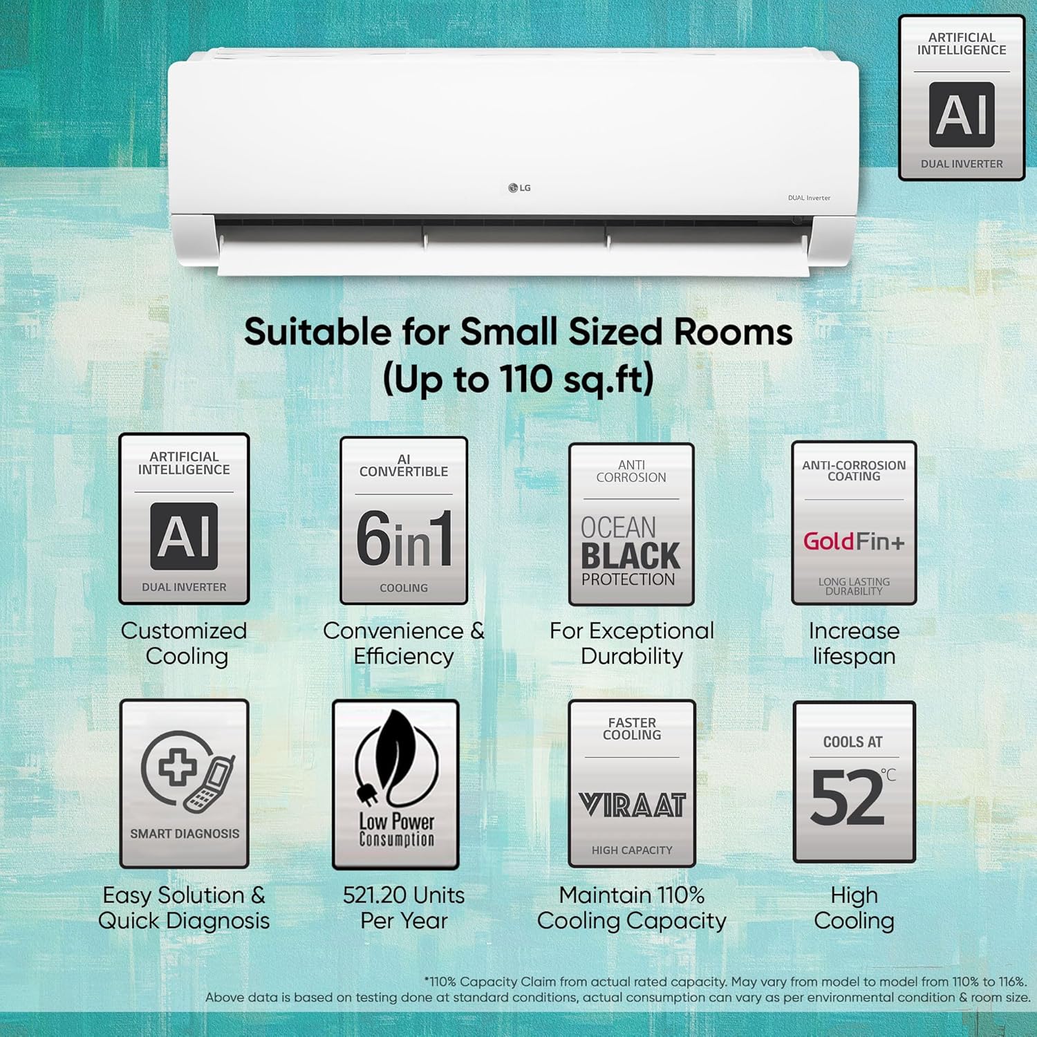 LG 1 Ton 5 Star AI Dual Inverter Split Ac (Copper, Super Convertible 6-In-1 Cooling, 4 Way Swing, HD Filter with Anti-Virus Protection, Faster Cooling & Energy Saving, TS-Q14YNZE, White)