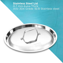 Hawkins 3L Pro Triply Stainless Steel Handi with Steel Handles and Steel Lid, Silver (PSH30S)