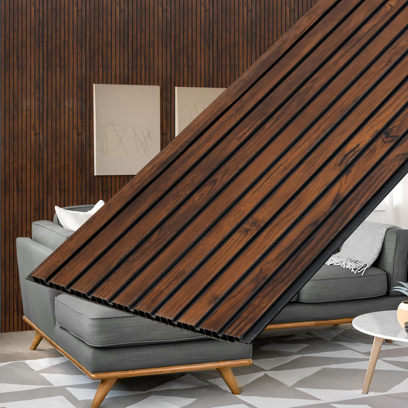 Plantex PVC Wall Panel/Louvers Panel/3d Wall Panel for Interior Wall Decor/Eco-Friendly Fluted Panel for Wall/- Pack of 7,Covers - 70 Sq. Ft (Espresso Brown-12 Inch x 10 Ft)-1