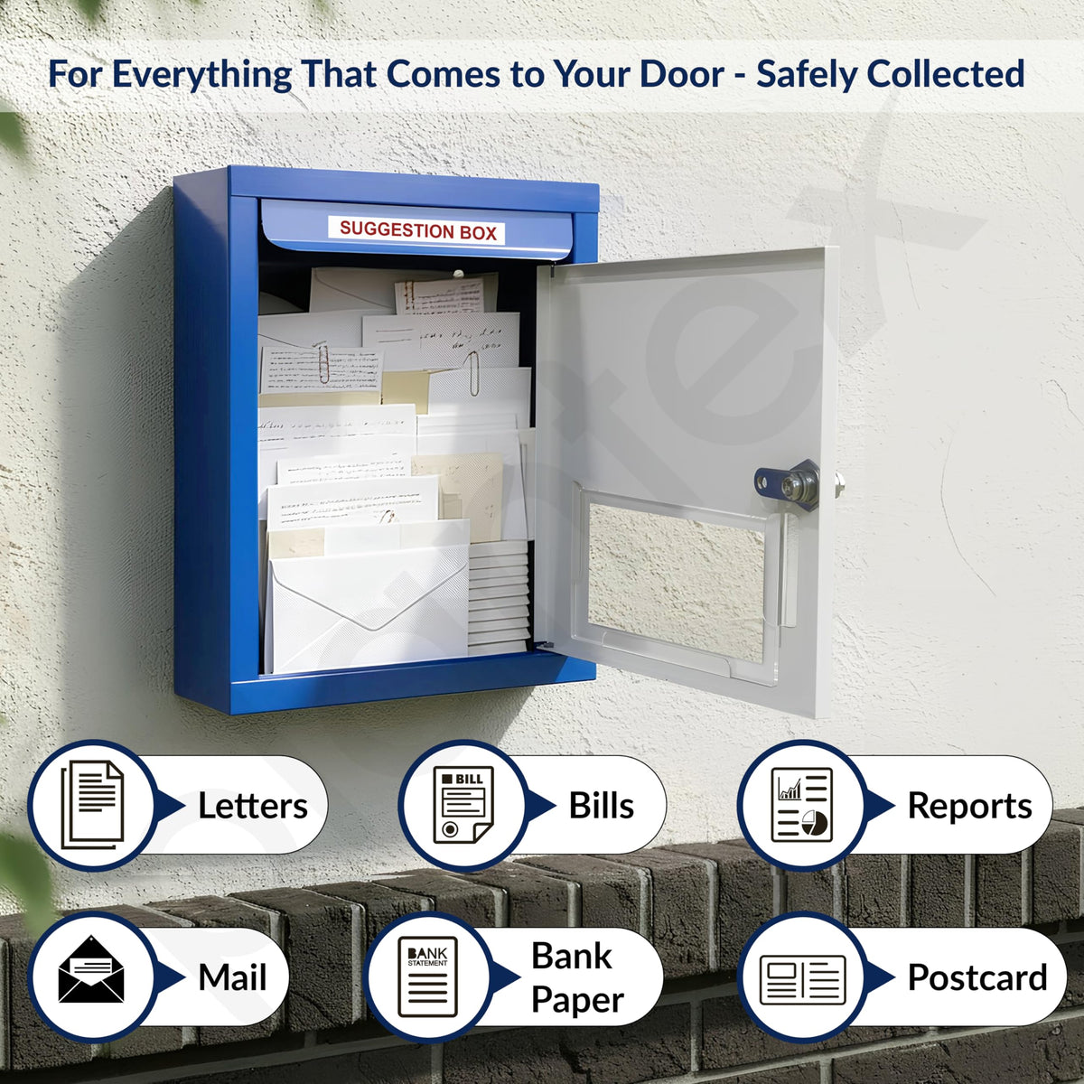 Plantex All in One Multipurpose Letter Box/Suggestion Box for Office/Post Box for Home gate/Donation Box/Complaint Box/with Lock - Pack of 10 (Blue & Ivory)-6
