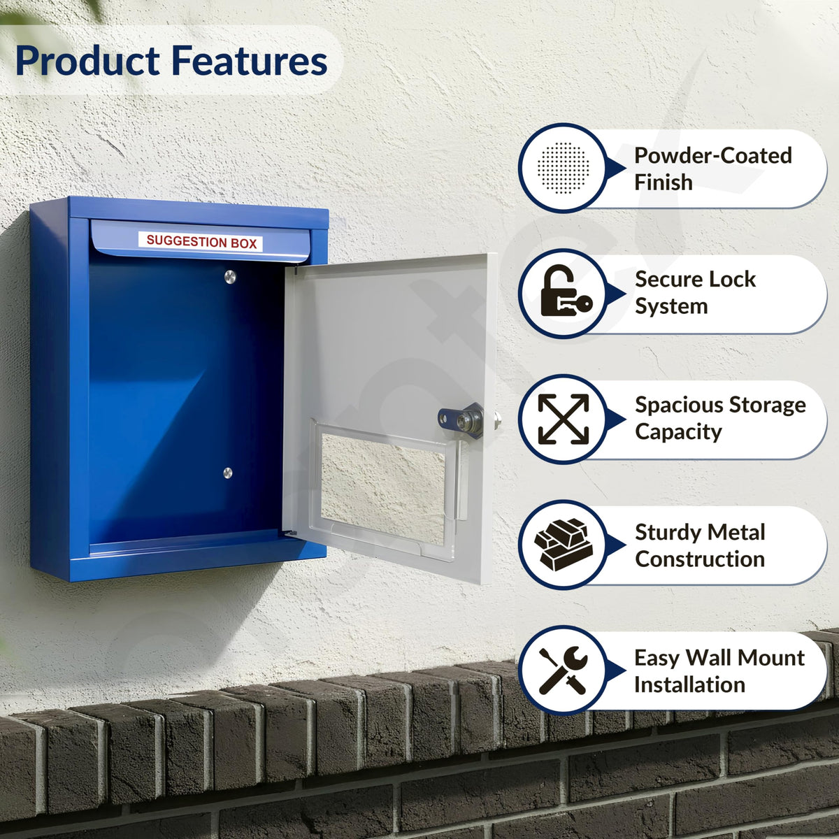 Plantex All in One Multipurpose Letter Box/Suggestion Box for Office/Post Box for Home gate/Donation Box/Complaint Box/with Lock - Pack of 5 (Blue & Ivory)-4