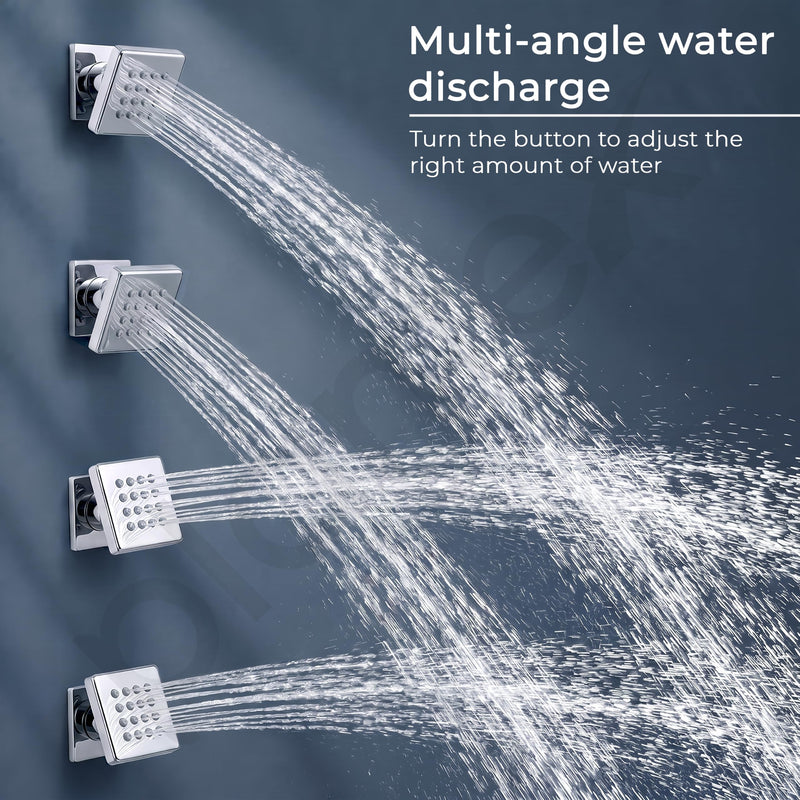 Plantex Brass Body Jet Shower for Bathroom/Wall Mounted Square Rain Shower Body Jet/High Pressure Massage Spray Jet - Pack of 6 (Chrome, BSH-022)-3