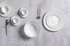 La Opala Diva Velvett Collection Opal Glass Crockery | for Family of 8 | Dinner Set 45 pcs Stella Grey | Plates & Bowls for Dining | Microwave Safe | 100% Vegetarian | Extra Strong | Light & White