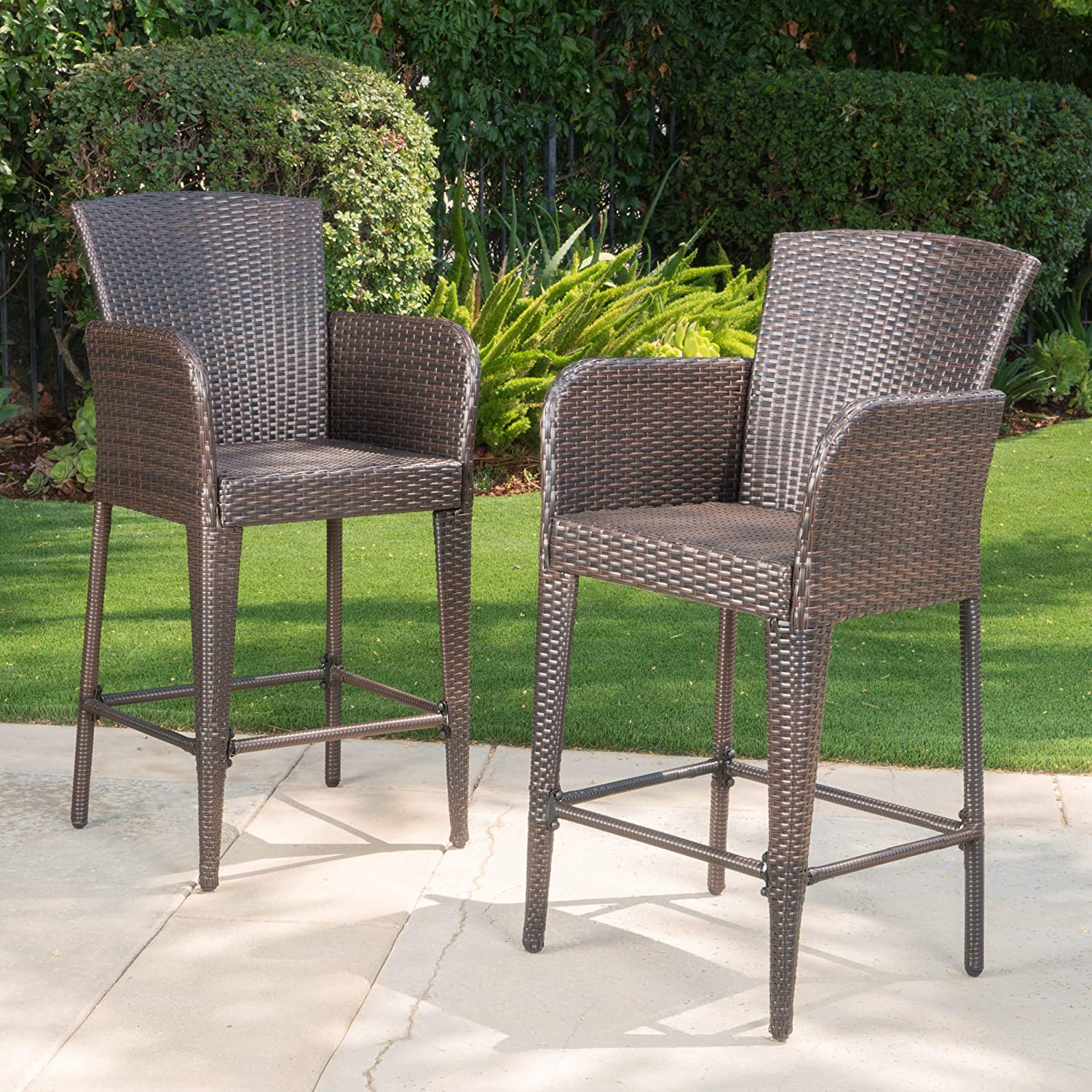 Quirino Outdoor Patio Bar Chair 2 Chairs For Balcony (Brown)