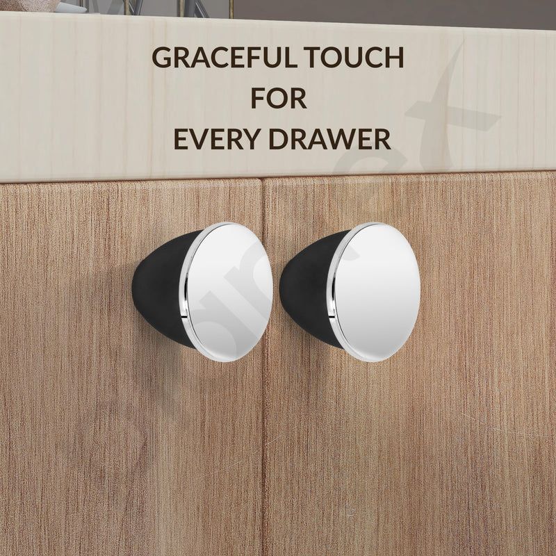 Plantex Knobs for Drawer/Drawer Knobs/Knobs for Cabinets/Pull-Push Knobs for Kitchen/Bedroom Drawer - Pack of 2 (Chrome & Black)-2