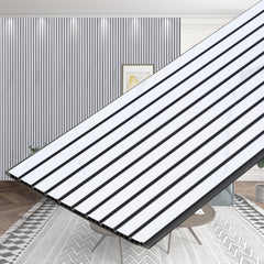 Plantex PVC Wall Panel/Louvers Panel for Wall/3d Wall Panel for Interior Wall Decor/Eco-Friendly Fluted Panel for Wall/- Pack of 7,Covers - 70 Sq. Ft (White and Black-12 Inch x 10 Ft)-1