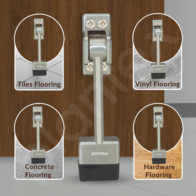 Plantex Door Stopper - 5 Inch Long Gate Stopper for Wooden Doors/Stops for Door - Set of 3 (Silver Matt)-2