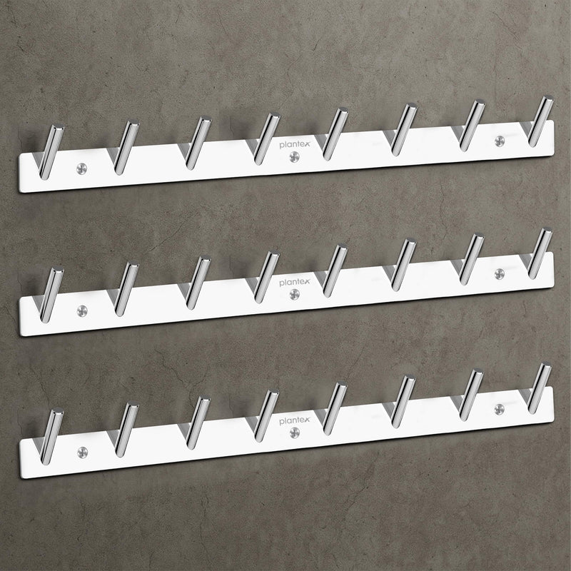 Plantex Wall Hooks for Hanging Cloth/Stainless Steel Towel Hangers/Bathroom Robe Hooks/Door Hangers/Round Wall Hook/Hook Rail for Hanging Keys - 8 Hooks (Pack of 3, Chrome)-1