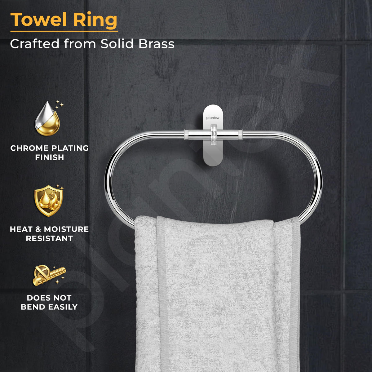 Plantex Towel Ring for Bathroom/Pure Brass Towel Holder/Towel Stand/Hanger/Bathroom Accessories - Pack of 1 (APS-GIA-05, Chrome)-3