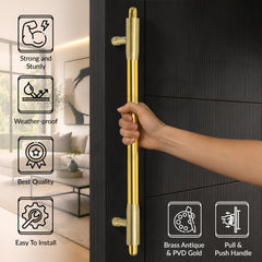 Plantex 18 Inch Main Door Handle/Pull-Push Handle for Main Door/Stainless Steel Handle for Home&Office/Hotel - Pack of 1 (Brass Antique & PVD Gold)-3