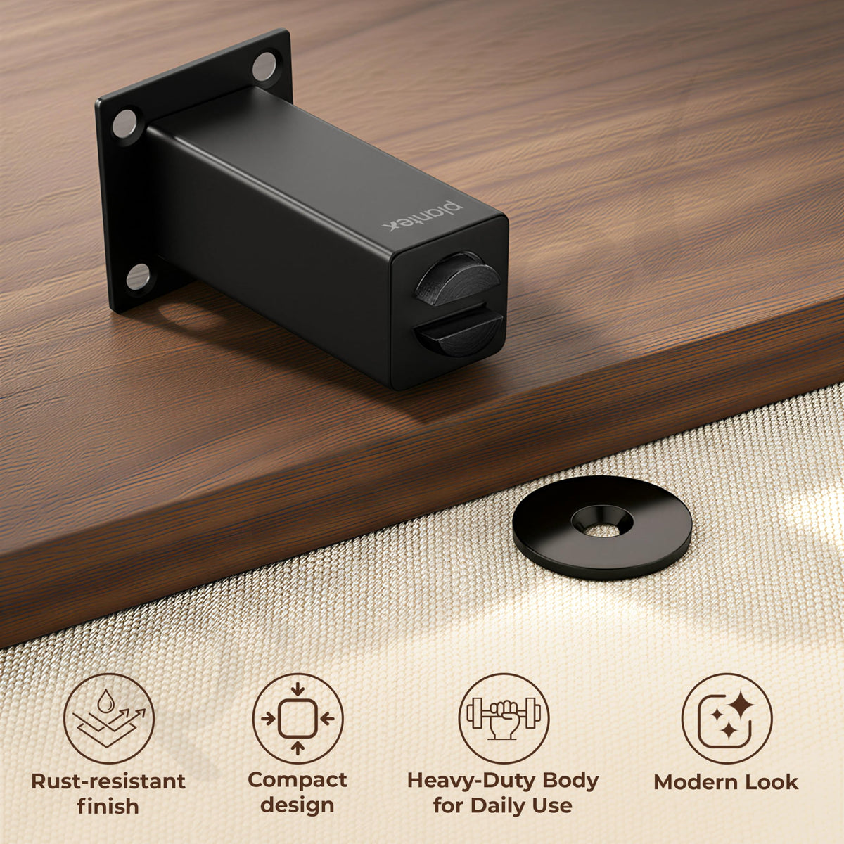Plantex Stainless Steel Wall-Mounted Magnetic Door Stopper/Door Magnets to Hold Door/Door Catcher for Wooden Door/Stops for Door - Pack of 6 (Matt Black)-4