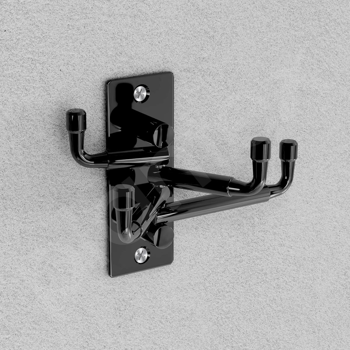 Plantex Stainless Steel Flexible 4 pin Wall Hooks/Modern Wall Hanger/Hooks for Wall Heavy Items/Cloth Hanger/Towel Hanger for Wall (Black) Pack of 2-6