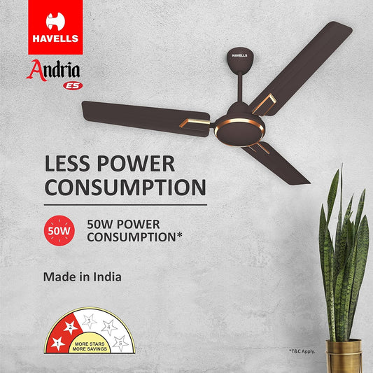 Havells 1200mm Andria Energy Saving Ceiling Fan (Espresso Brown, Pack of 1) 2 Star