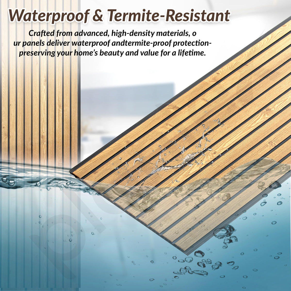 Plantex PVC 3D Fluted Wall Panels for Interior Decor/Louvers Wall Panel 10 Feet/Eco-Friendly PVC Panels/Pack of 3 Covers 30 Sq. Ft (Golden Oak - 9G)-4