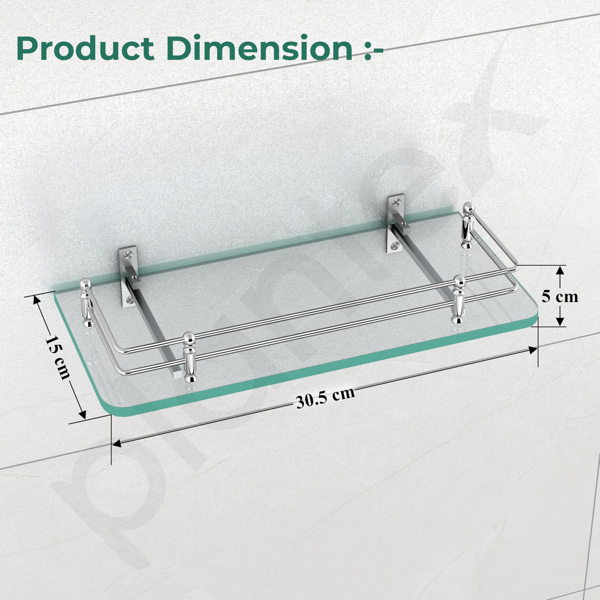 Plantex Premium Transparent Glass Shelf for Bathroom Wall/Bathroom Organizer/Storage Rack for Kitchen/Living Room (Polished, 12x6 - Pack of 1)-2