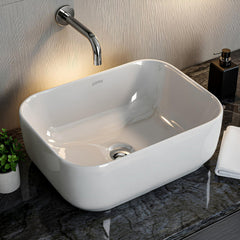 Plantex Ceramic Wash Basin for Bathroom/Table Top Washbasin with 10 Years Glaze Warranty by Plantex/Counter Top Basin/Basin for Restaurant/Hotel (Glossy White - 16 x 12 x 5.5 inch)-1