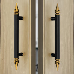 Plantex Heavy Duty Door Handle/14 Inch Main Door Handle/Pull-Push Door Handle/Door & Home Decor - Pack of 2 (Black and Gold)-1