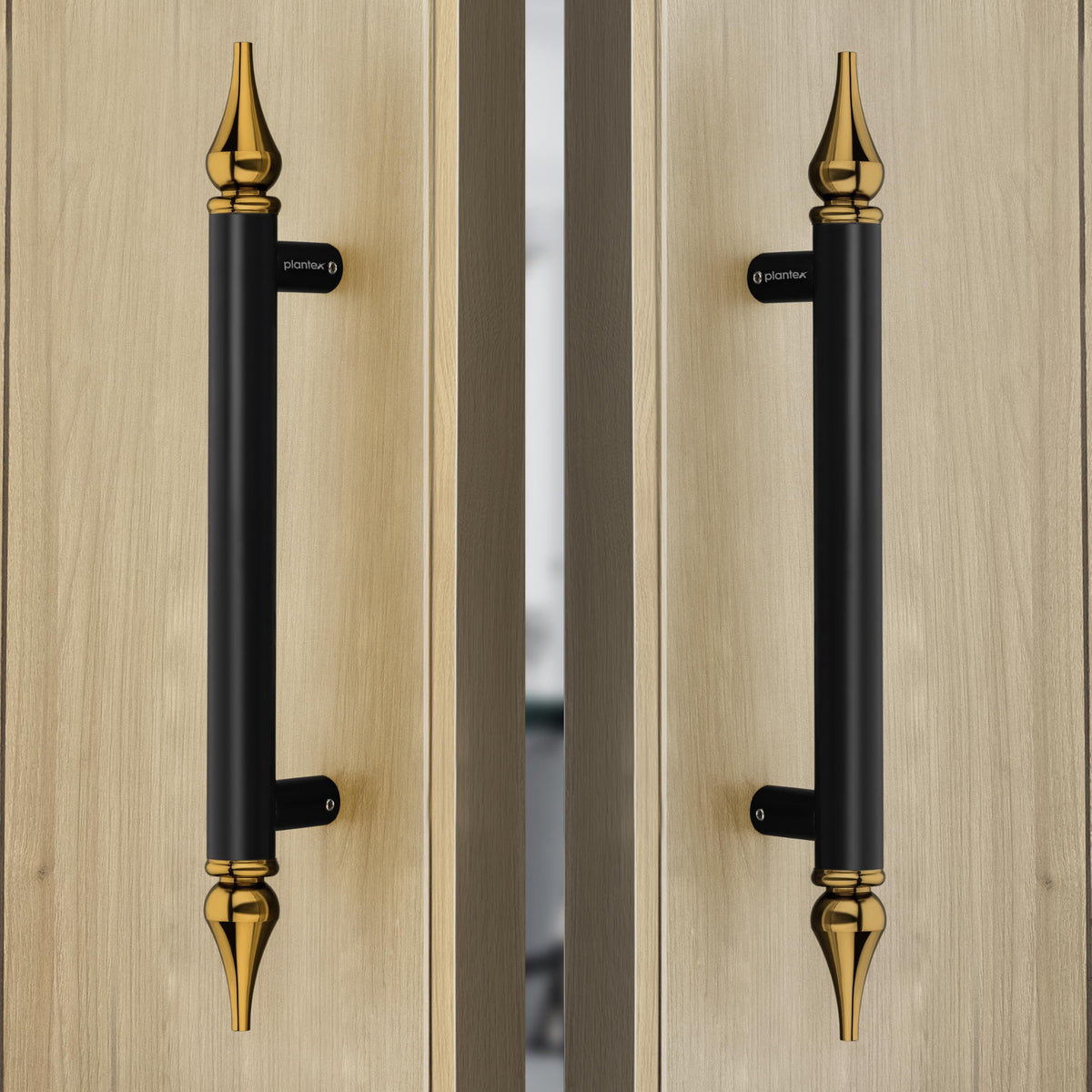 Plantex Heavy Duty Door Handle/14 Inch Main Door Handle/Pull-Push Door Handle/Door & Home Decor - Pack of 2 (Black and Gold)
