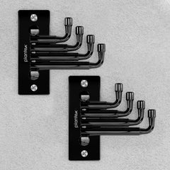 Plantex Stainless Steel Flexible 4 pin Wall Hooks/Modern Wall Hanger/Hooks for Wall Heavy Items/Cloth Hanger/Towel Hanger for Wall (Black) Pack of 2-1