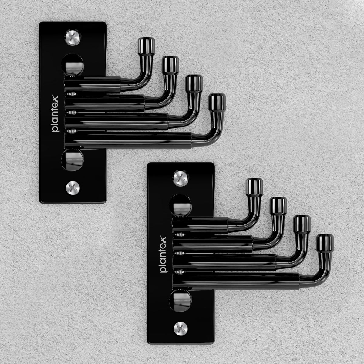 Plantex Stainless Steel Flexible 4 pin Wall Hooks/Modern Wall Hanger/Hooks for Wall Heavy Items/Cloth Hanger/Towel Hanger for Wall (Black) Pack of 2