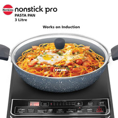 Hawkins Nonstick Induction Pasta Pan, 26 cm Diameter, Granite Fry Pan, Blue (ICP26G)