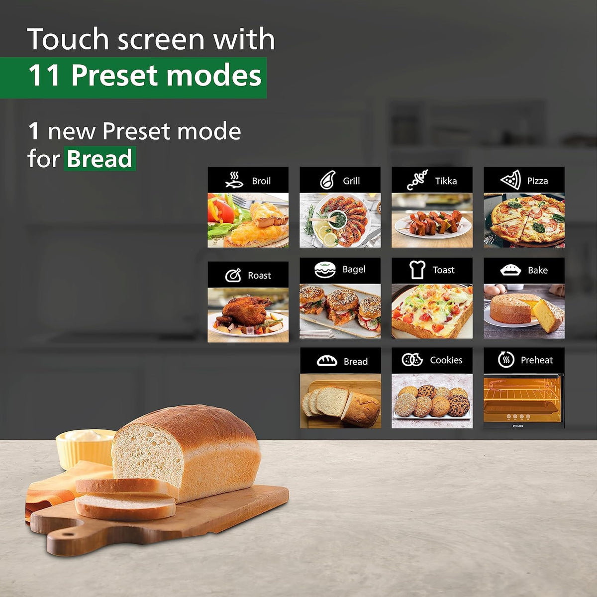 Philips HD6977/00 55 Litre Digital Oven Toaster Grill, 2000W, with Opti Temp Technology, Temperature control